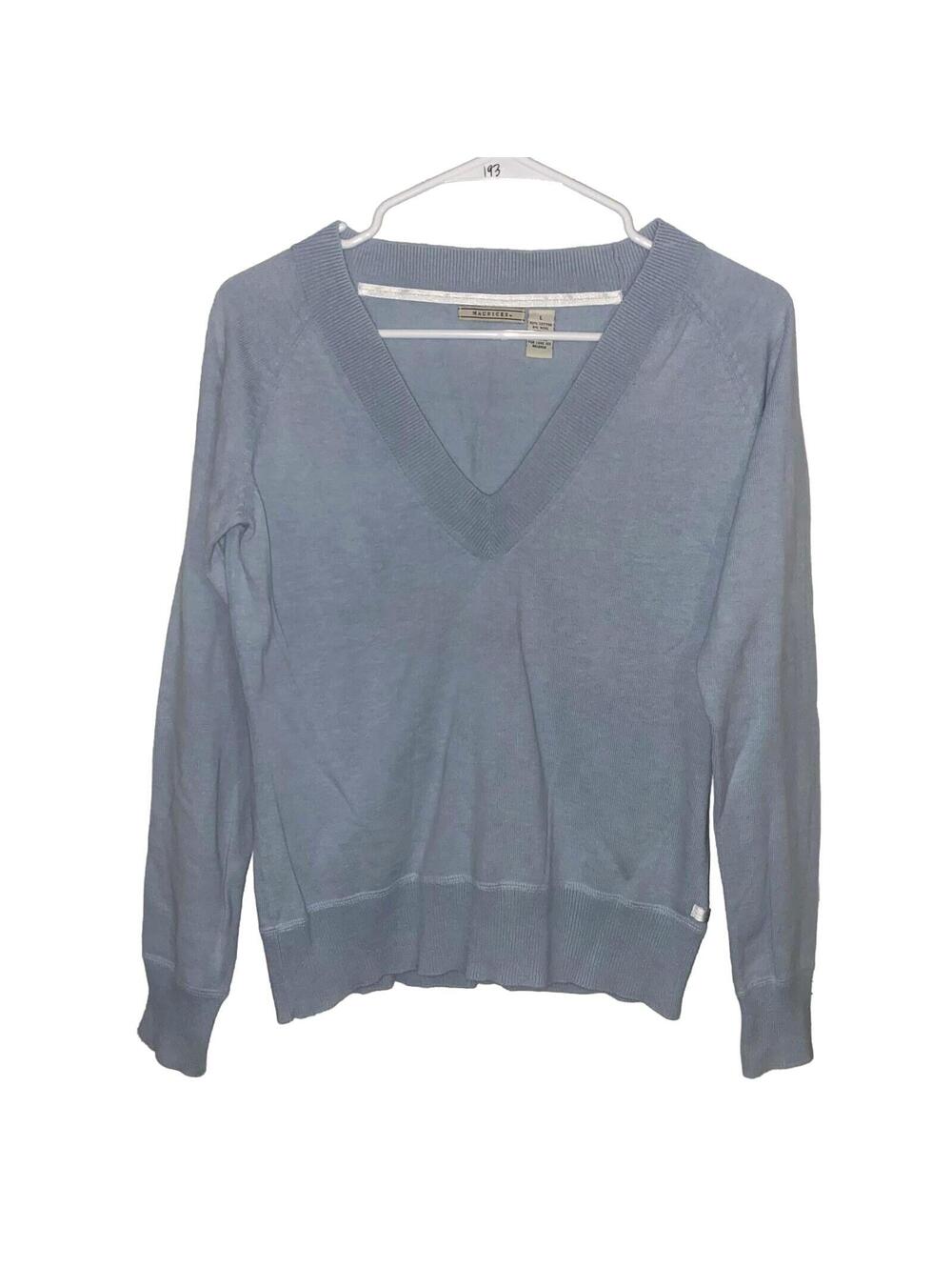 Vintage Maurices Blue V Neck Sweater Cottagecore Soft Girl Grandpa Core Top
